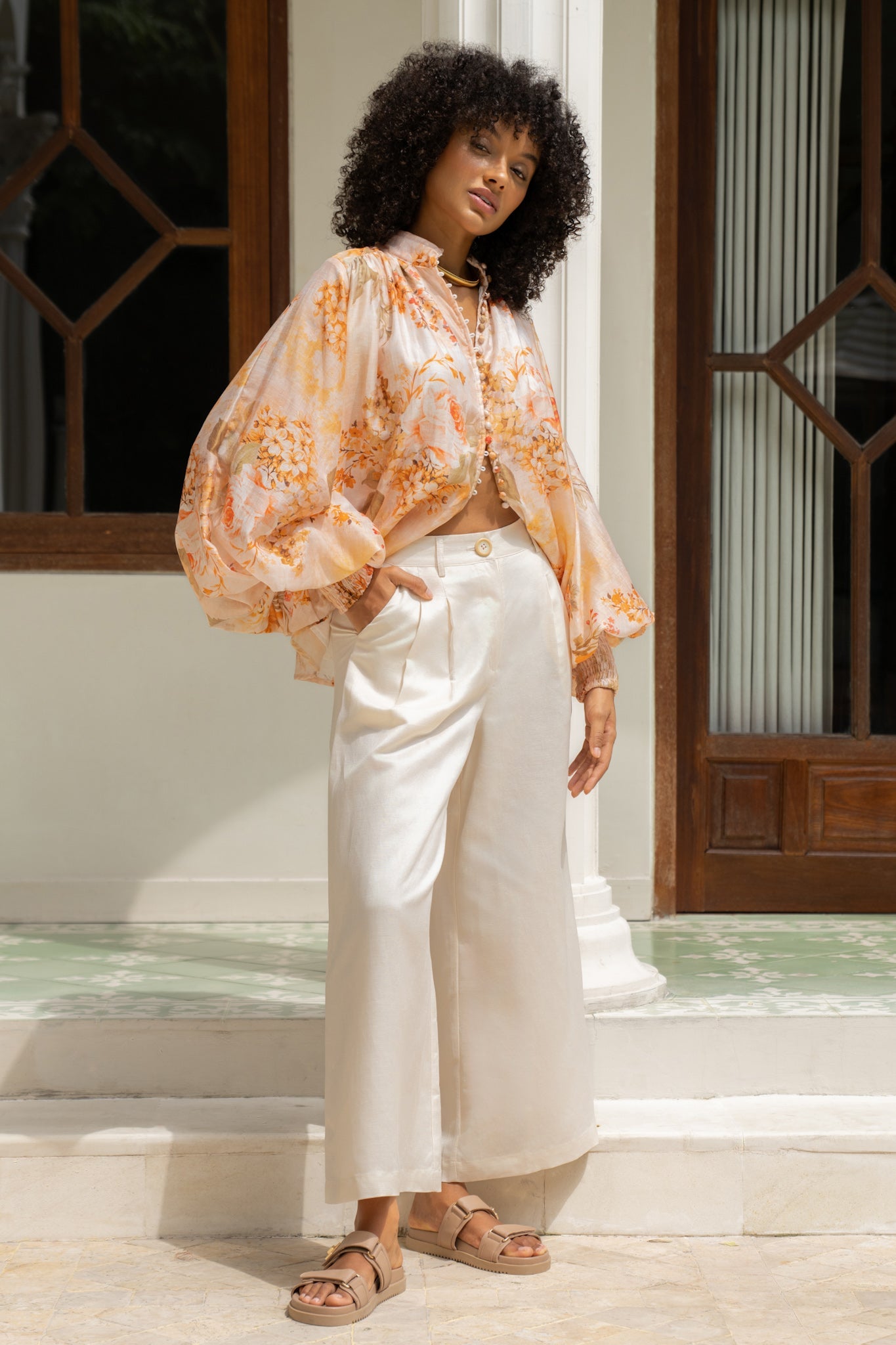 files/Fiorenza_Orange_Floral_Button_Balloon_Sleeve_Blouse_4.jpg