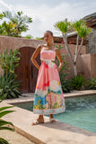 Amalfi Pink Abstract Ric Rac Cut Out Maxi Dress
