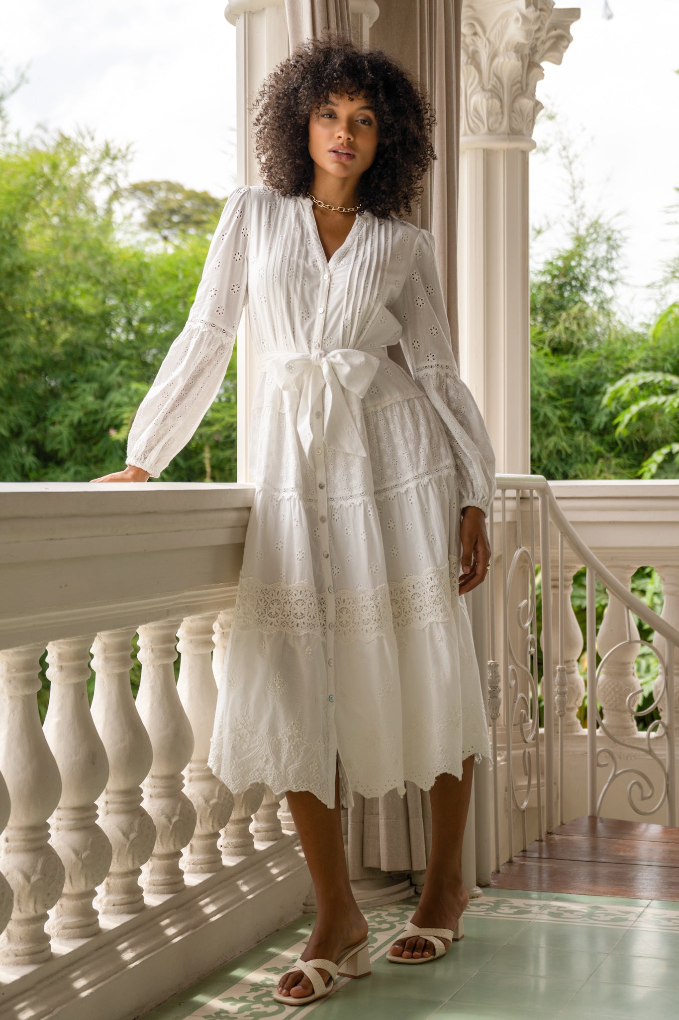 white eyelet long sleeve dress Earth Angel Solid Lace by KARLIE 100% Cotton Turn this garment inside out Linnea White Eyelet Long Sleeve