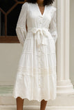 Linnea White Eyelet Long Sleeve Maxi Dress