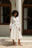 Linnea White Eyelet Long Sleeve Maxi Dress