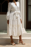 Linnea White Eyelet Long Sleeve Maxi Dress