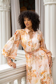 Fiorenza Orange Floral Long Sleeve Maxi Dress