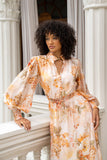 Fiorenza Orange Floral Long Sleeve Maxi Dress