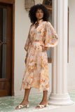 Fiorenza Orange Floral Long Sleeve Maxi Dress