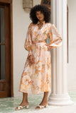 Fiorenza Orange Floral Long Sleeve Maxi Dress