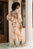 Fiorenza Orange Floral Long Sleeve Maxi Dress