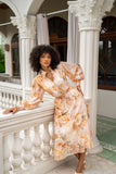 Fiorenza Orange Floral Long Sleeve Maxi Dress