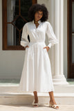 Avrielle White Long Sleeve Maxi Dress