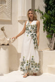Sabina Green Tropical Sleeveless Wrap Maxi Dress