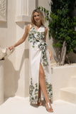 Sabina Green Tropical Sleeveless Wrap Maxi Dress