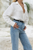 Eleina White Linen Blend Shirt