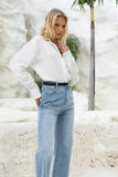 Eleina White Linen Blend Shirt
