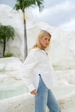 Eleina White Linen Blend Shirt
