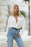 Eleina White Linen Blend Shirt
