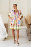 Tarot Multicolour Abstract V-Neck Mini Dress