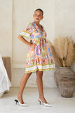 Tarot Multicolour Abstract V-Neck Mini Dress