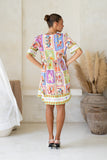 Tarot Multicolour Abstract V-Neck Mini Dress