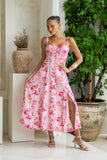 Emery Pink Floral Midi Dress
