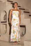 Isola Multicolour Tropical Strapless Maxi Dress