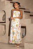 Isola Multicolour Tropical Strapless Maxi Dress