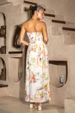 Isola Multicolour Tropical Strapless Maxi Dress