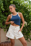 Denia White Denim Cargo Shorts