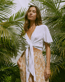 Frankie White Broderie Tie Front Crop Top