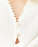 Frankie White Broderie Tie Front Crop Top